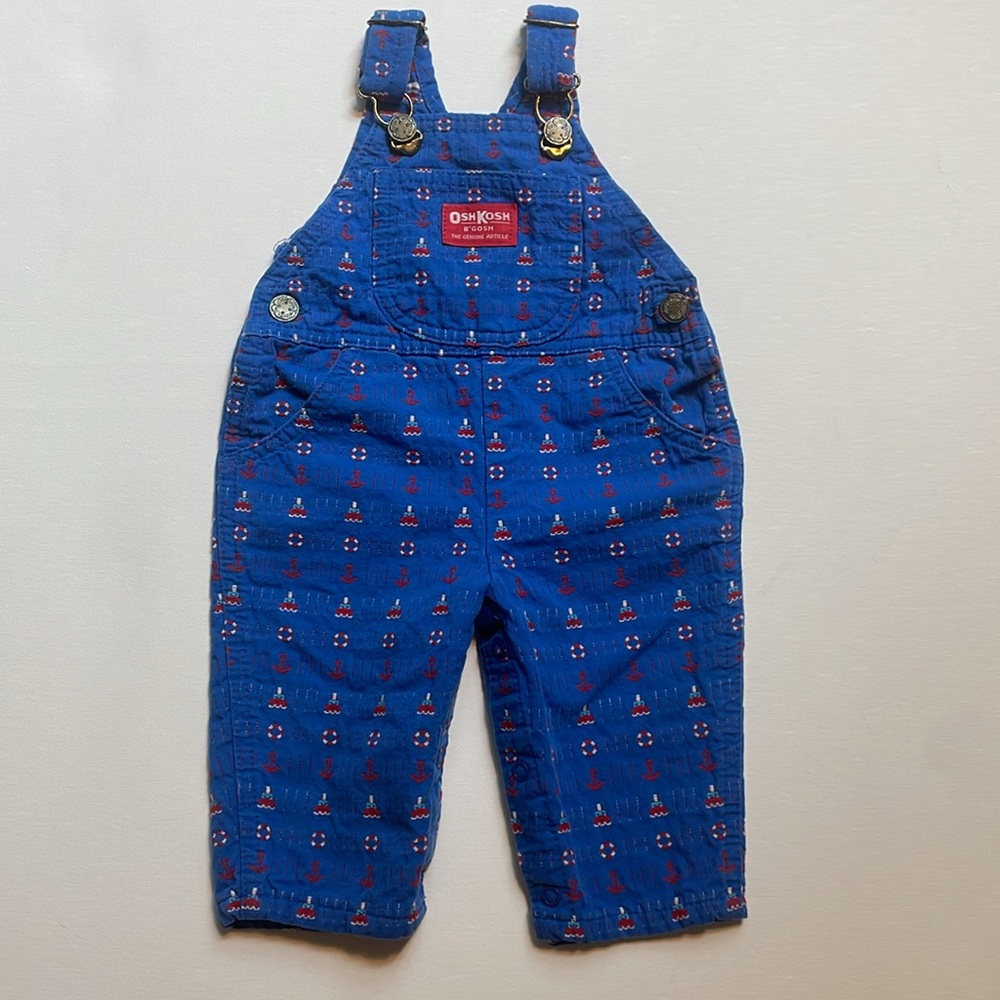 Vintage OshKosh B'Gosh Overalls Red And Blue sailor overalls Vestbak Size 3-6 Mo